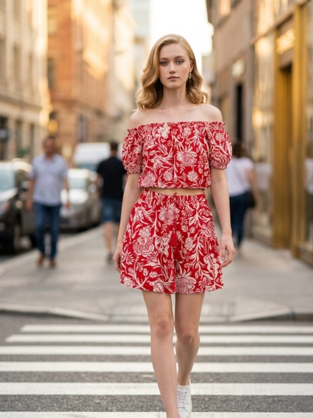 Knox Rose Red and White Floral Two-Piece Set